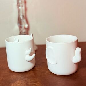 Creature Cups White Minimalist Animal Mugs Wander Pots Elephant & Rhino Ceramic